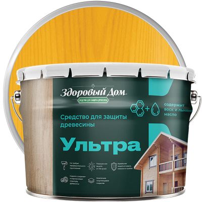 Антисептик лессирующий декоративный для дерева ЗДОРОВЫЙ ДОМ Ультра Орегон 9 л