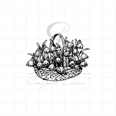 Штамп для скрапбукинга Корзинка с подснежниками