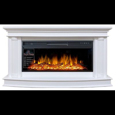 Линейный электрокамин Rome белый с очагом Vision 42 LOG LED