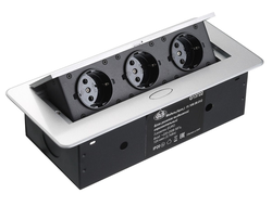 Удлинитель прямоуголный выдвижной 3 розетки, max 2700W, 250V, серый 11.106.06.012 с проводом 2,0 метра  GLS *