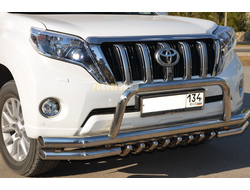 Защита переднего бампера «акула»+скоба d76/60/42 Toyota Land Cruiser Prado 150 (2010-...)