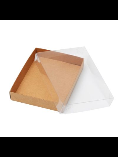 Коробка для конфет (крафт) с прозр. кр., 140*105*25мм