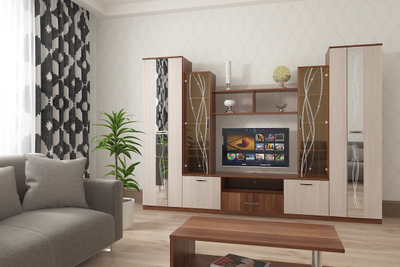 Гостиная "Пальмира" в расцветке Ясень Шимо темный-Светлый