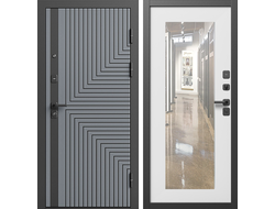 Дверь входная Квантум грей с зеркалом Триумф