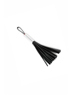 PL-10-bl Брелок-плеть из черной кожи с хромированной ручкой - 18 см.