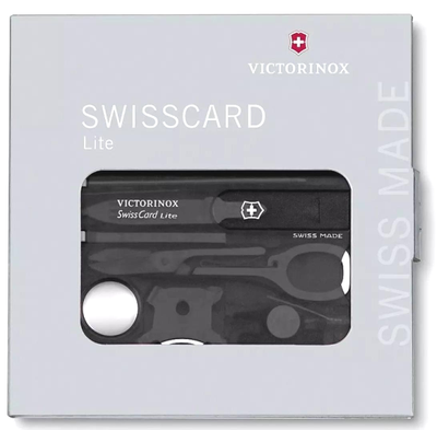 Швейцарская карточка VICTORINOX SwissCard Lite, 13 функций, полупрозрачная чёрная 0.7333.T3