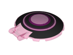 Dish 6 x 6 Inverted with Bar Handle with Black Concentric Circles Pattern, Trans-Dark Pink (18675pb17 / 6254646)