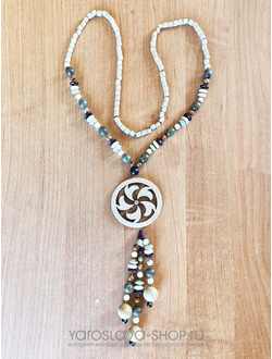 М-184. Бусы деревянные завихр из разных пород дерева .