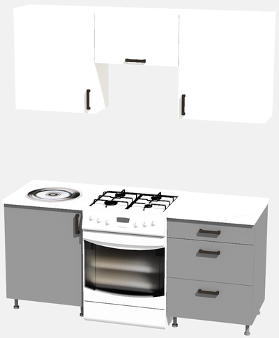 Кухня эконом 1,2 метра (600х600) Цвет: Белый/Базальт