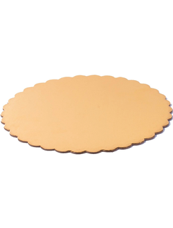 Подложка для торта ФИГУРНАЯ 300мм (золото/белая, 3,2мм)