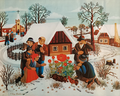 "Чудо" литография Vladimir Herceg-Pustodolcan 1974 год