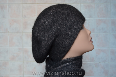 женский вязаный комплект осень - зима 2017 - 2018 берет и шарф Италия Визио купить