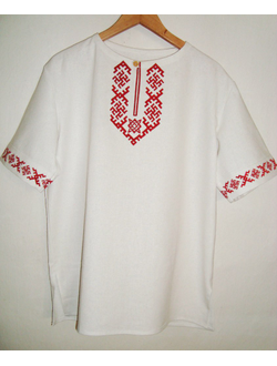 Русская вышитая рубаха из льна "Радомир"