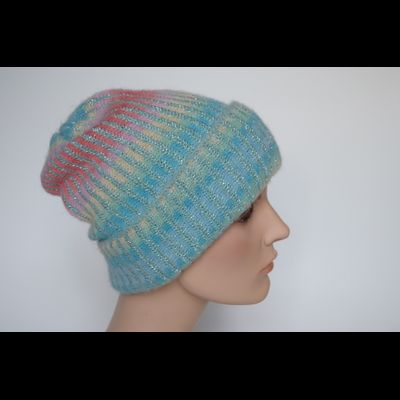 Вязаная шапка бирюзовая разноцветная Vizio Италия 8012 CRY