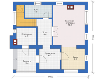 Кирпичный дом, 1 этаж + мансарда, общая площадь: 153 кв.м