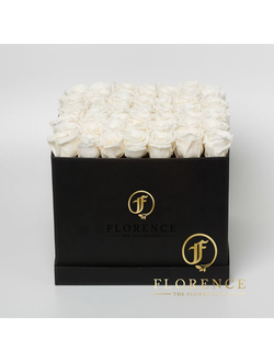 Квадратная коробка с белыми розами 49 шт.