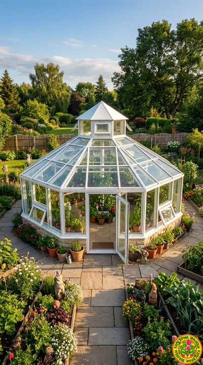 Зимняя восьмигранная теплица -оранжерея  в классическом английском стиле  длина грани 3 метра, диаметр 7 метров