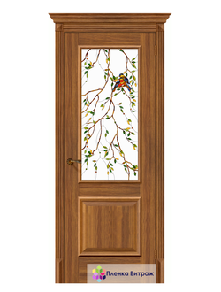 Витражная пленка, витражная пленка самоклеющаяся под заказ,пленочный витраж флора с птицами