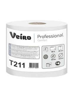 Бумага туалетная для диспенсера Veiro Comfort 2сл бел вторич 80м 12рул/уп T211