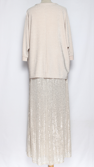 ДЖЕМПЕР с блеском "Кимоно свободный" св.бежевый р.48-54