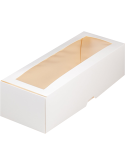 Коробка для рулета с вклеенным окном, белая, 30*11*8 см