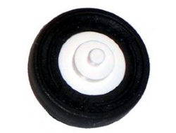 Wheel Center Small with Stub Axles Pulley Wheel with Black Tire 14mm D. x 4mm Smooth Small Single with Number Embossed on Side 3464 / 59895, White (3464c03)
