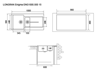 Кухонная мойка Enigma ENG1000.500 15