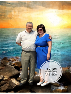 Портрет в Стиле Масло 2 Человека