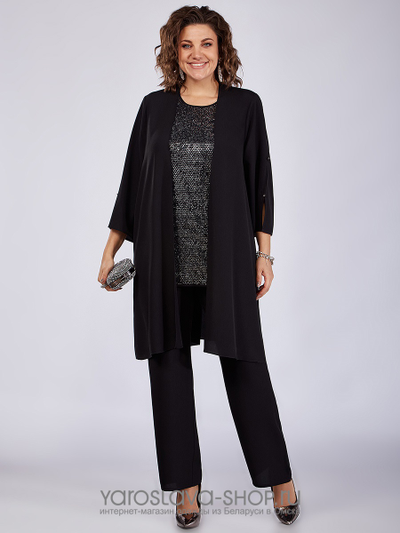 Праздничный комплект трехпредметный из непрозрачного, струящегося шифона и "пайетками"