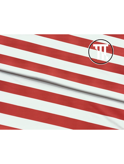 Полиэфир принт Полоски, цв. Красно-белый