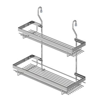 Полка для рейлинга Starax S-4007-C, 2-х уровневая, 1 широкая полка, 1 узкая (350х160х350 мм), хром