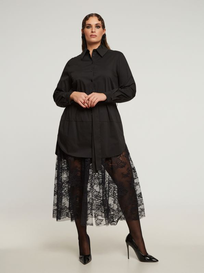 Платье-рубашка с куружевным подолом