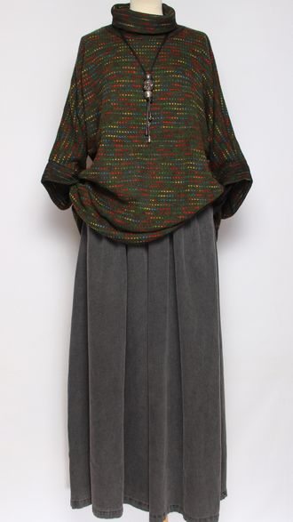 ДЖЕМПЕР БОХО "КИМОНО" пёстрый т.хаки, черный, графит, джинс до р.56