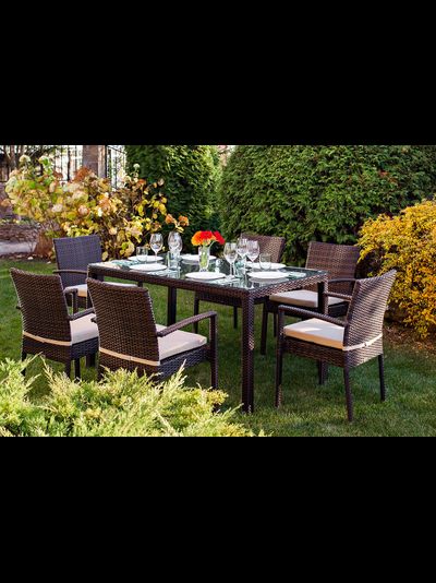 Комплект столовой мебели  MILANO темно-коричневый на 6 персон