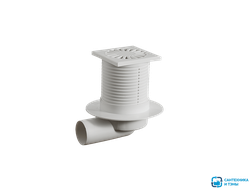 Трап для душевой ОРИО 100*100 с пласт. решеткой угловой выпуск Ф50 в Тамбове