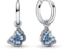 Пандора серьги голубые бабочки Артикул: 290778C01