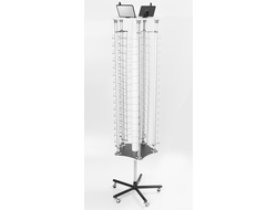 HG7616 Стойка под очки напольная на колесах с замком и зеркалом 96 посадочных мест