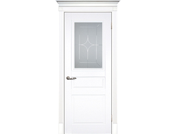 Фото: дверь  Смальта 1  белая эмаль с матовым стеклом