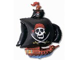 Шар (14&#039;&#039;/36 см) Мини-фигура, Пиратский корабль, Черный, 1 шт.