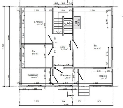Одноэтажный каркасный дом с мансардой с тремя спальнями 110м² (SK12)