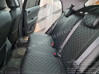 Чехлы "Автопилот" на  Hyundai Creta (2016-2021) (экокожа, прострочка "ромб", цвет черный)