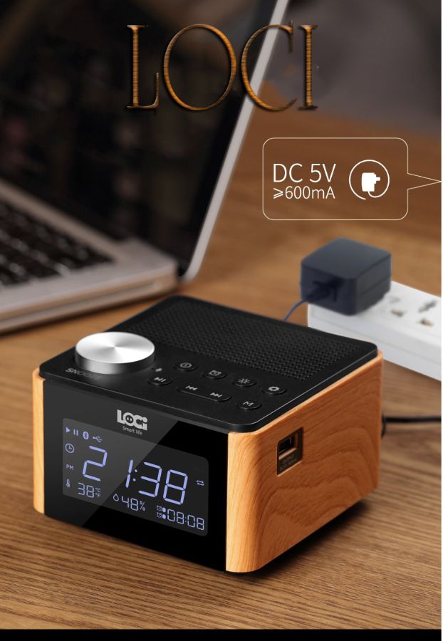 Домашняя метеостанция с датчиком температуры и влажности LOCI H70 - Bluetooth колонка СТЕРЕО, с инфо