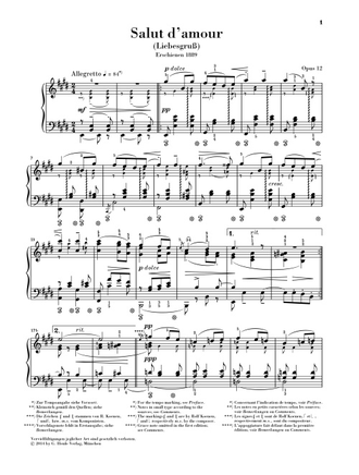 Элгар. Salut d'amour op. 12 для фортепиано