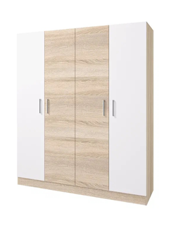Леси шкаф 4-х створчатый без зеркал Сонома/Белый