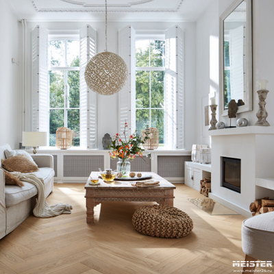 Паркетная доска PS 500 Meister Дуб гармония Простой 8805 в интерьере