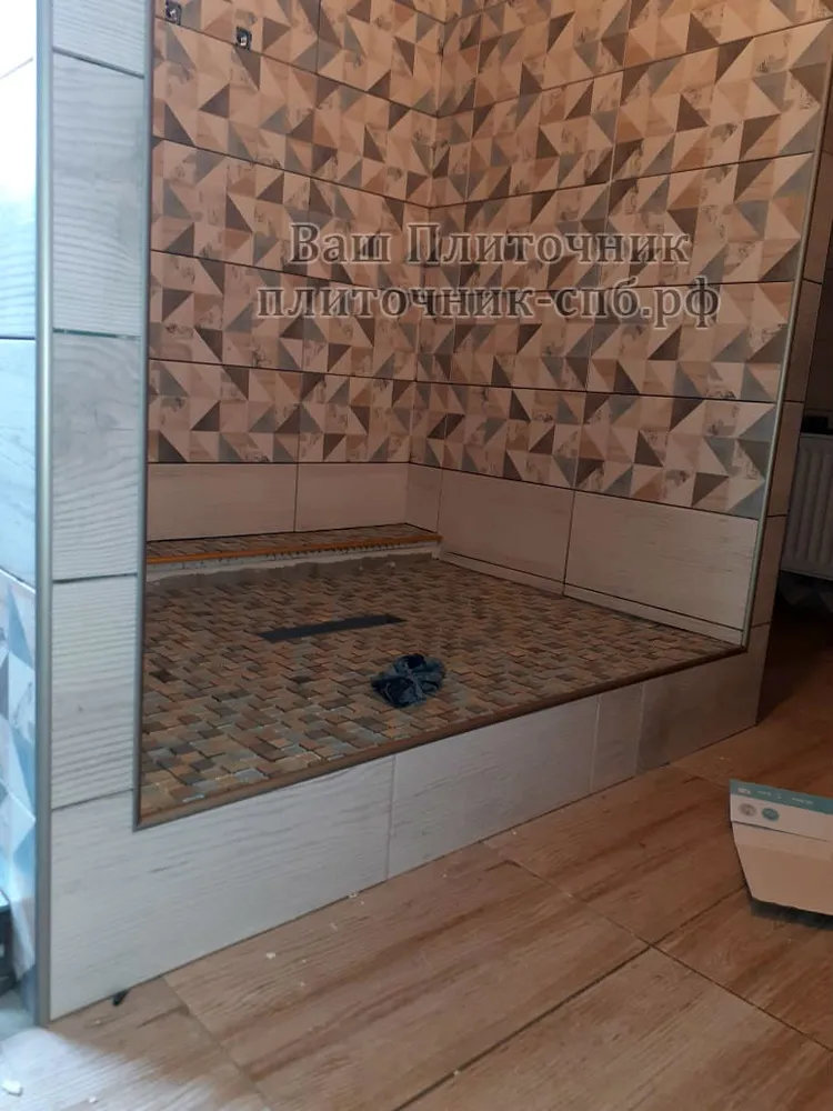 Изготовление поддона в душевой и облицовка мозаикой