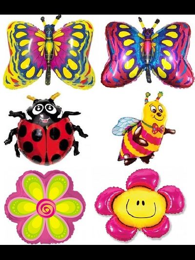 Шар 36 см Мини-фигура, Насекомые, Цветы