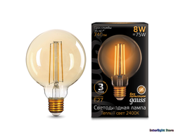 Gauss LED Filament Golden G95 8w 824 E27