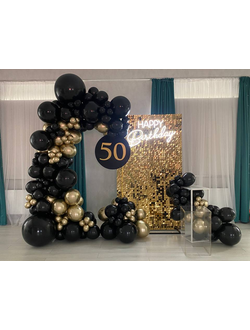 ФОТОЗОНА ИЗ ШАРОВ "Black&Gold"