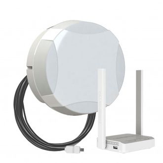 Комплект WiFi 3G/4G - панельная секторная антенна 800/2700 МГц MIMO 15 дБ со встроенным модемом, USB кабель 10 м, Wi-Fi роутер 2.4 ГГц, LAN-3, кронштейн стеновой